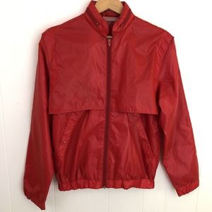 Vintage 80s Field And Stream Activewear Windbreaker Men Jacket Small Shiny‎ Red